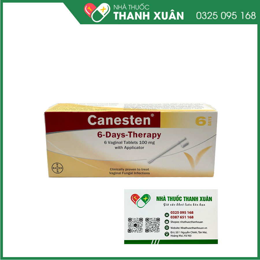Canesten 6-Days-Therapy điều trị viêm âm đạo cho nấm, Trichomonas, bội nhiễm bởi các vi khuẩn nhạy cảm với clotrimazole